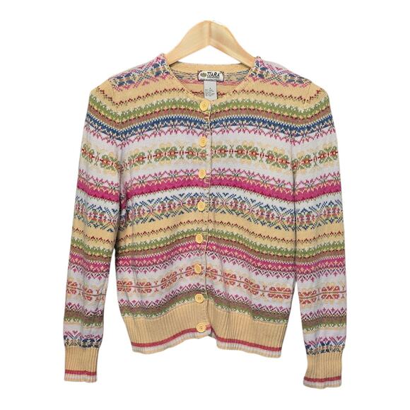 Vintage Tiara International Cardigan Sweater Womens Size Medium Fair Isle Cozy - Picture 1 of 11